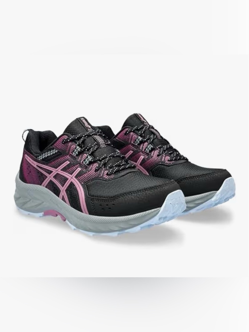 Asics Women's Size 8 Wide Black & Pink Athletic Trail Running/Hiking Sneakers